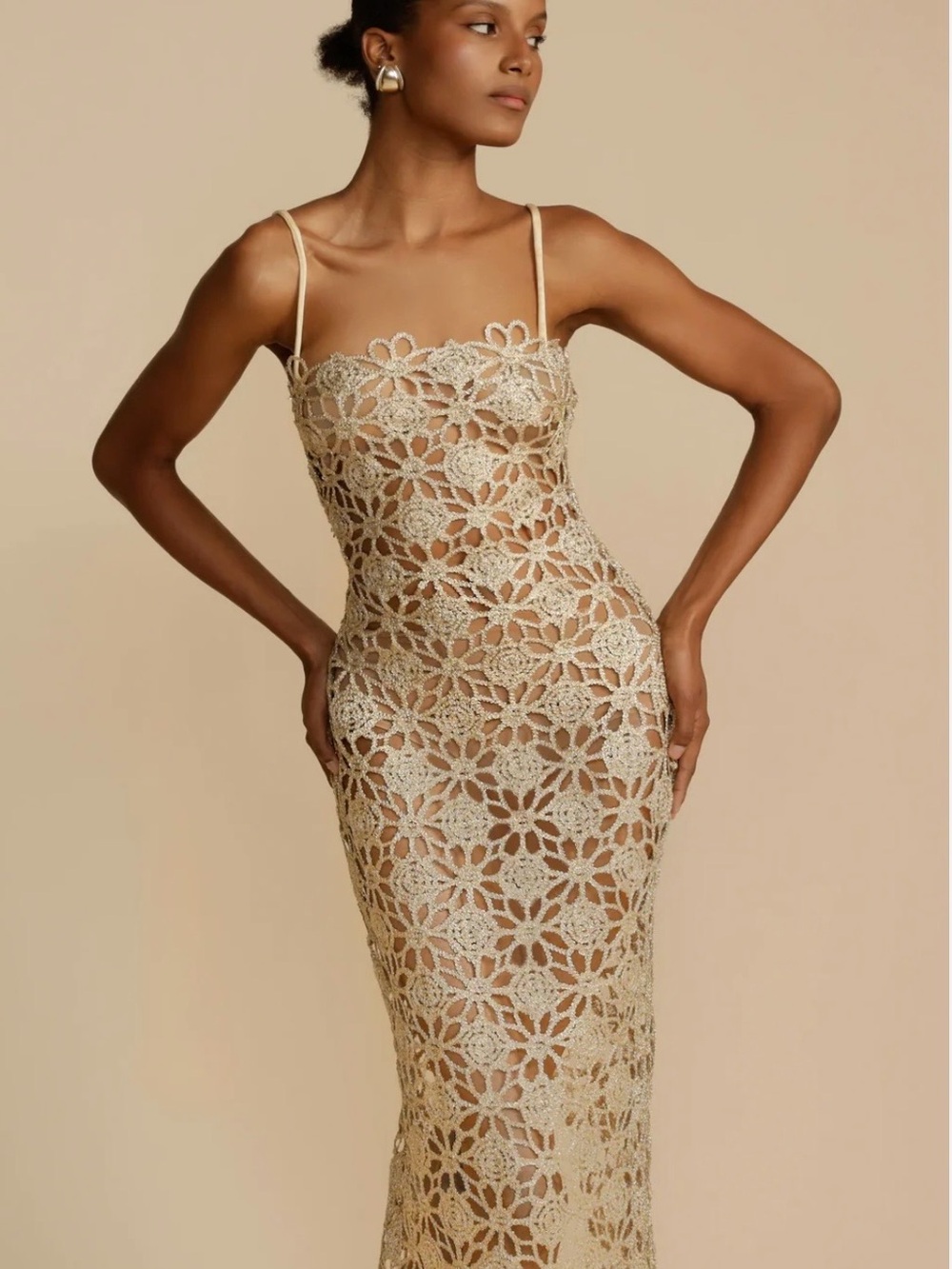 Arcina Ori Gold Maxi Slip with Spaghetti Straps - Picture 3 of 8